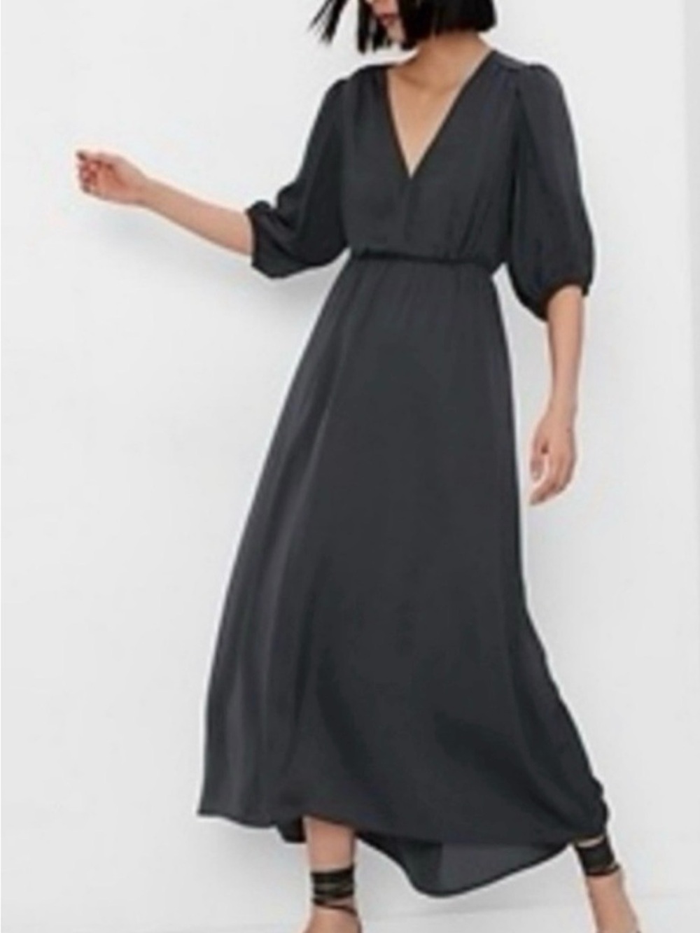 Charcoal Black Gap Blouson Cutout Maxi Dress size M